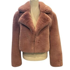 DEA The Label Women's Faux Fur Jacket -pink rose size 2
